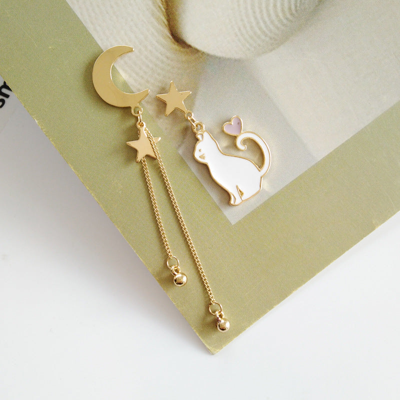 Luninana Earrings -  Mismatch White Cat Earrings YBY007