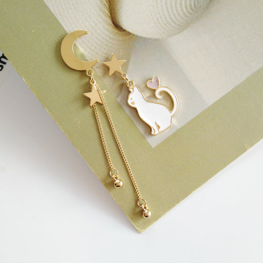 Luninana Earrings -  Mismatch White Cat Earrings YBY007