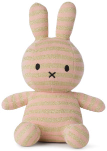 MIFFY & FRIENDS Miffy Sitting Organic Cotton Sparkle Stripe Pink (23cm)