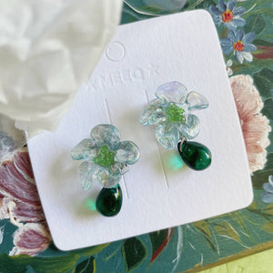 Luninana Clip-on Earrings - Crystal Jade Flower Earrings LL006