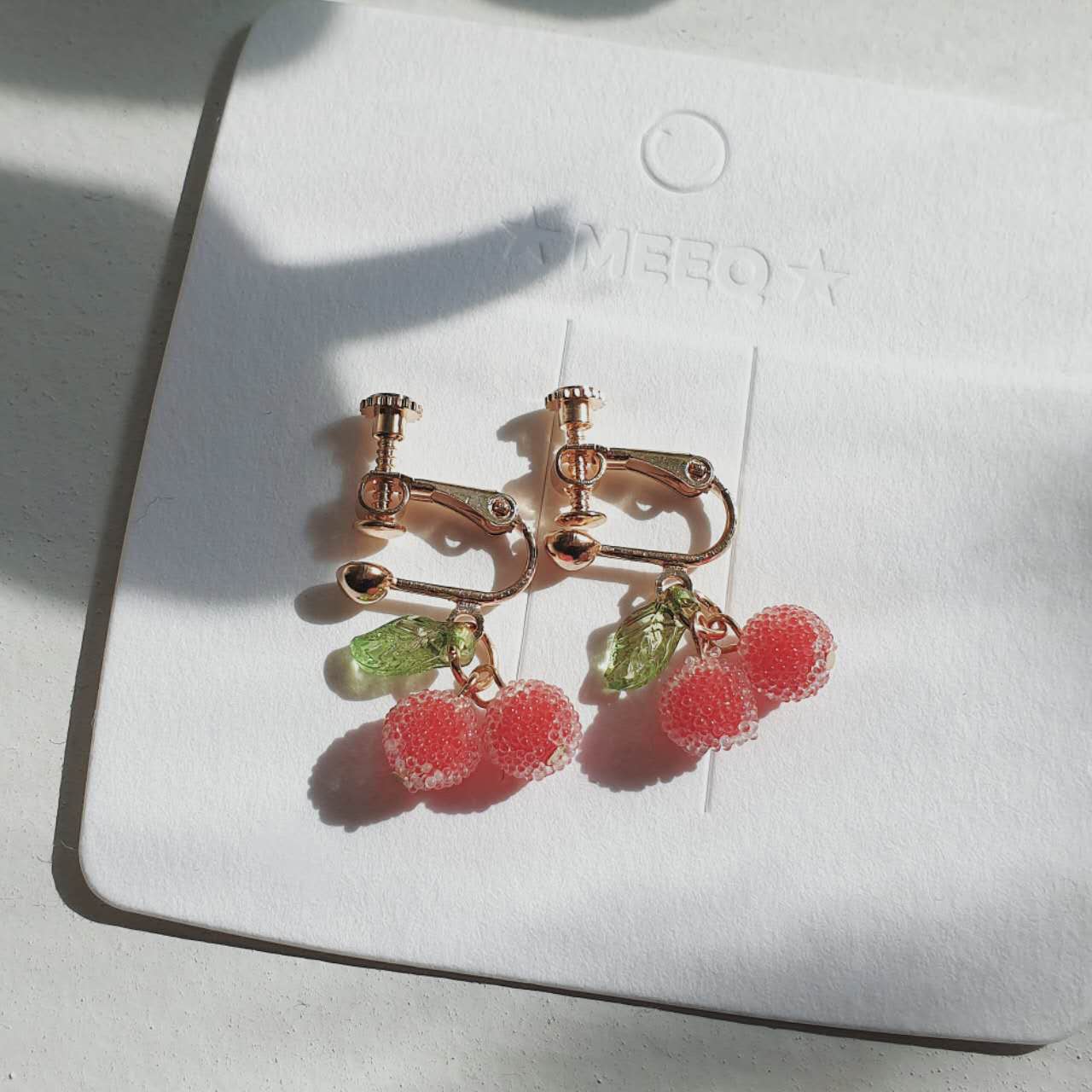Luninana Clip-On Earrings - Cute Red Bubble Cherry LL003