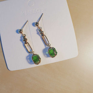 Luninana Earrings - Golden Green Crystal Earrings YX018