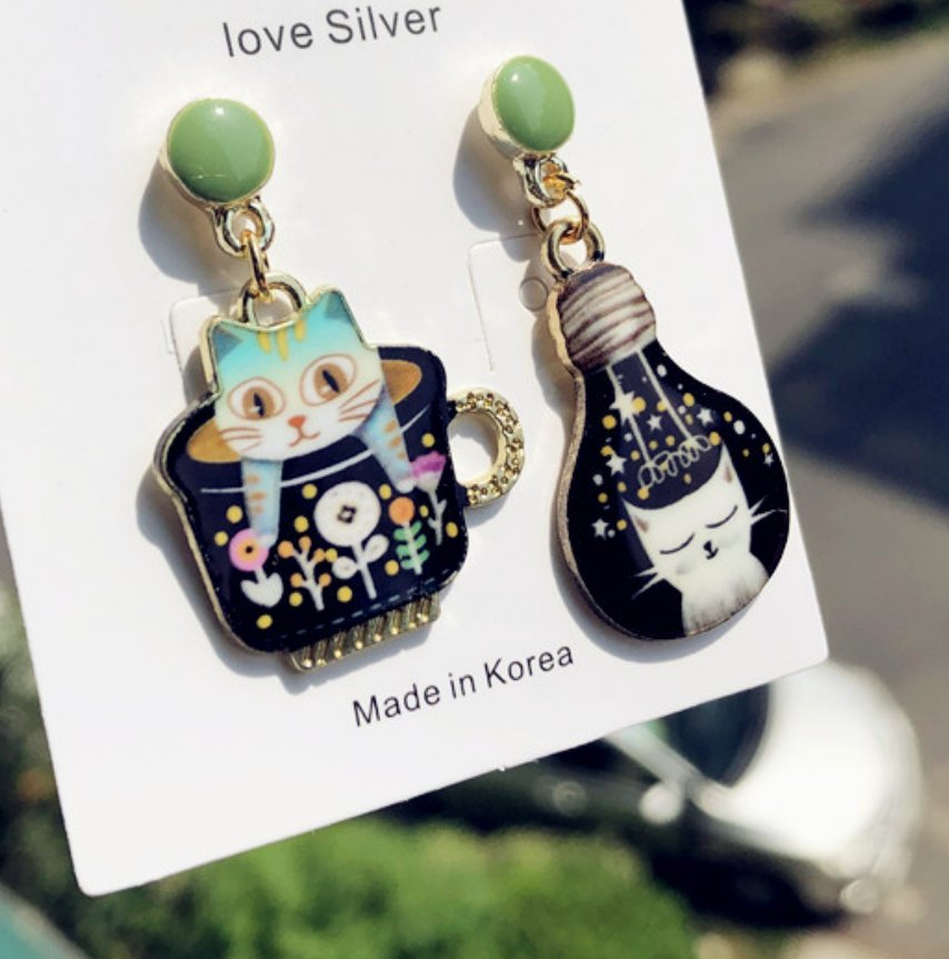 Luninana Earrings - Happy Cat Earrings- Chartreux XJ002