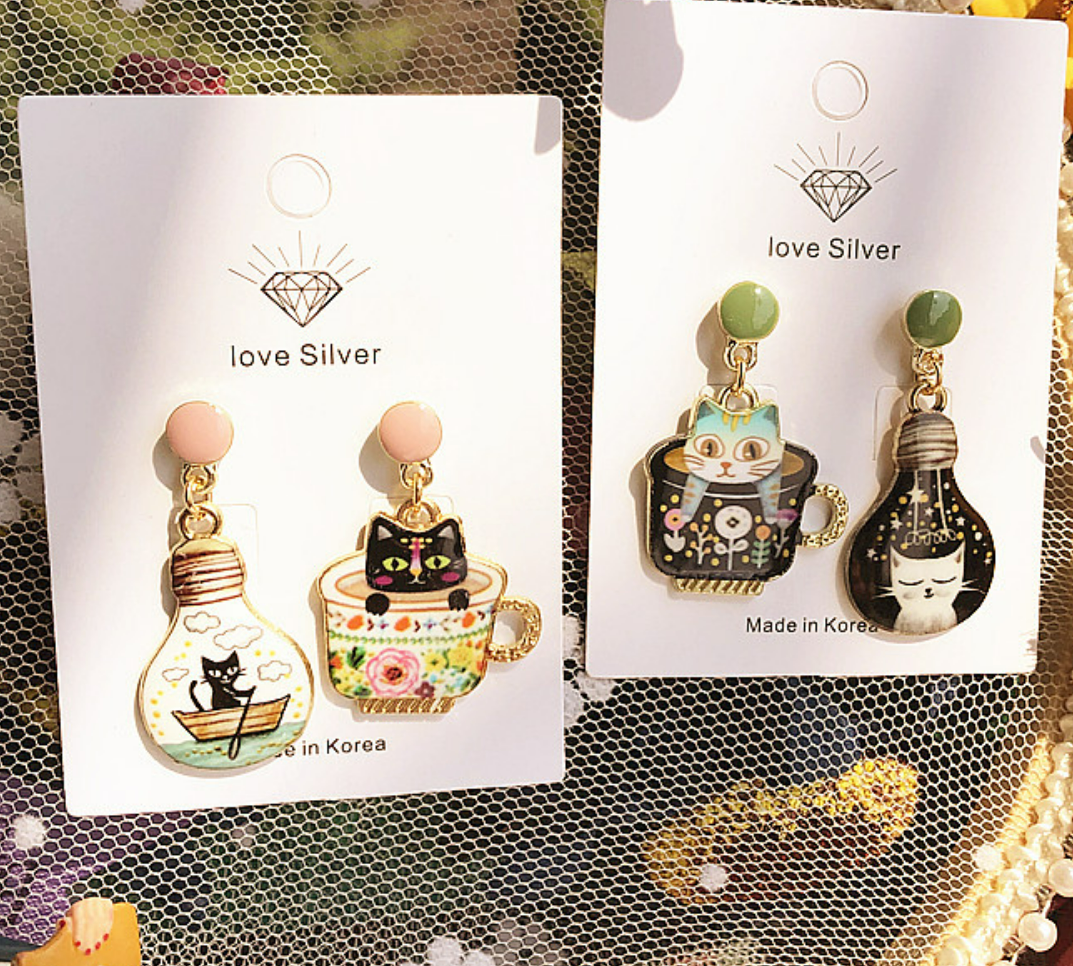 Luninana Earrings - Happy Cat Earrings- Chartreux XJ002