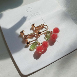 Luninana Clip-On Earrings - Cute Red Bubble Cherry LL003