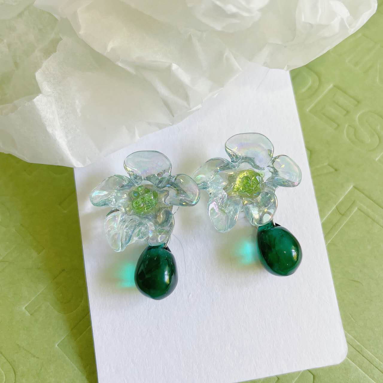 Luninana Earrings -  Crystal Jade Flower Earrings LL005