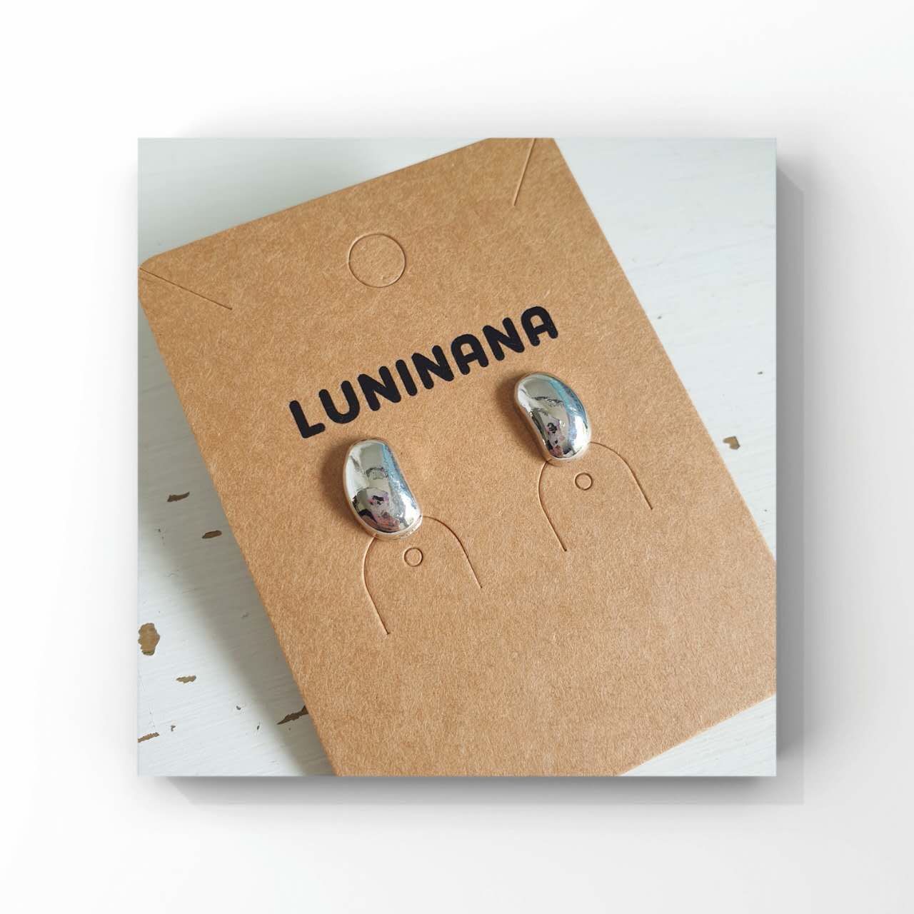 Luninana Earrings - Silver Bean Stone Earrings XX032