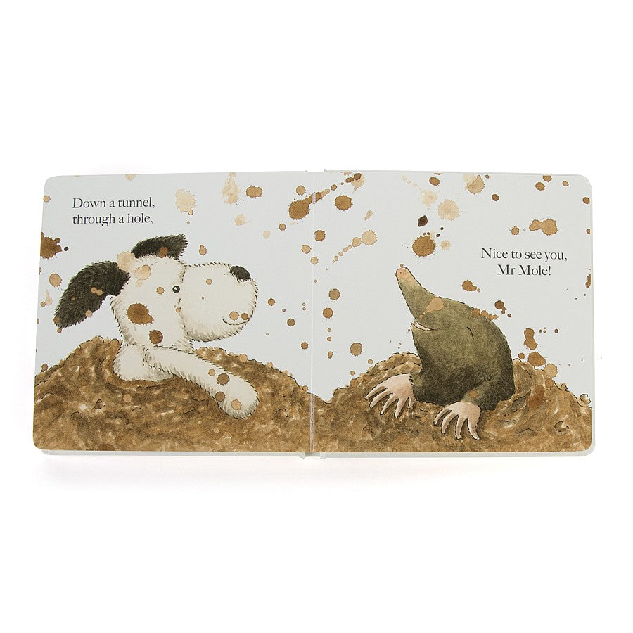 Jellycat Book Puppy Makes Mischief (Bashful Black & Cream Puppy) 19cm