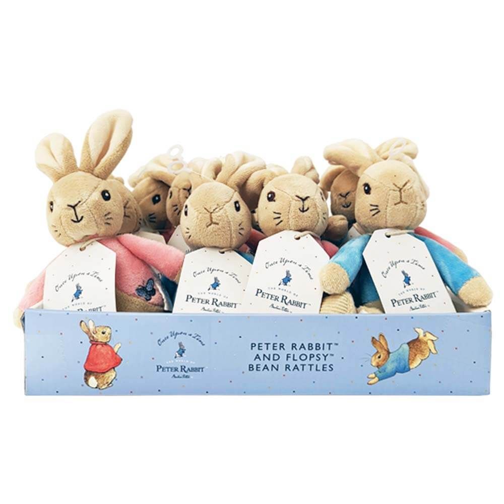 RATTLE: PETER RABBIT & FLOPSY BEAN PLUSH 13CM