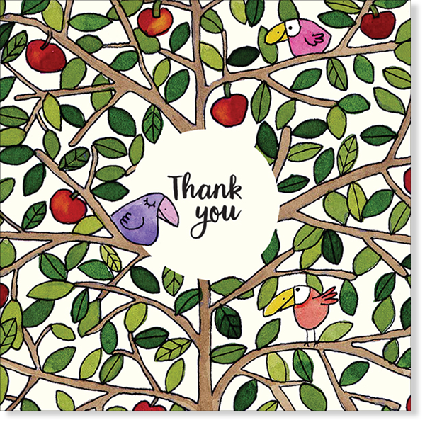 Affirmations - Twigseeds Thank You Card  - Bird in Apple Tree - K223