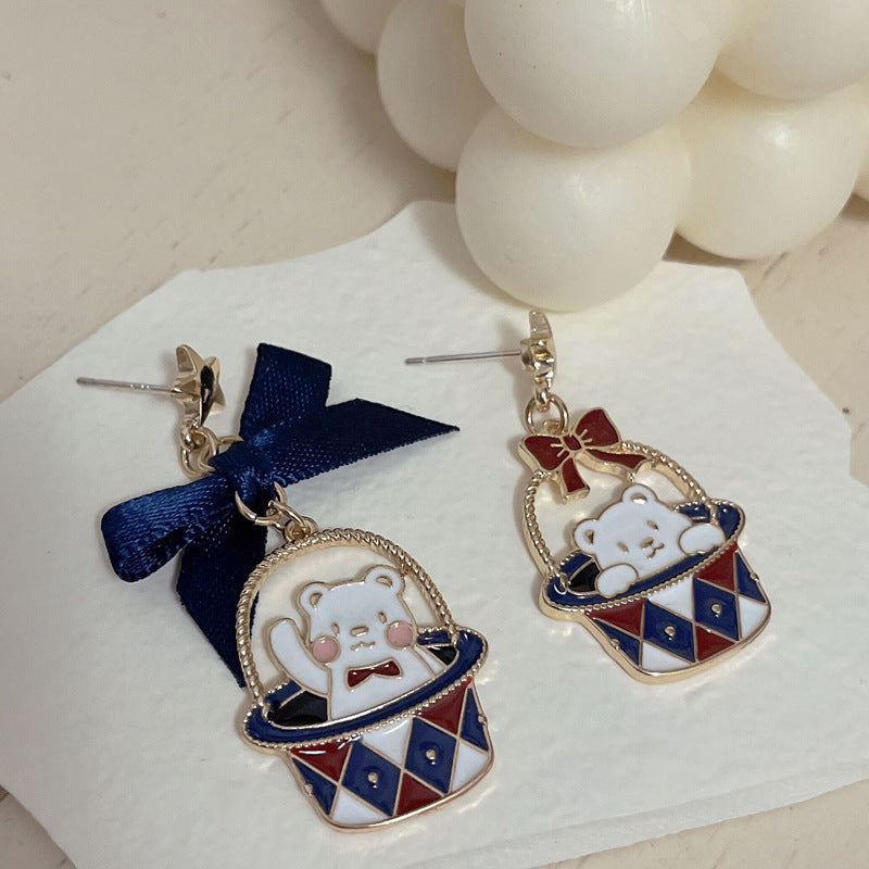 Luninana Earrings -  Performing Bear Ribbon Earrings YBY026