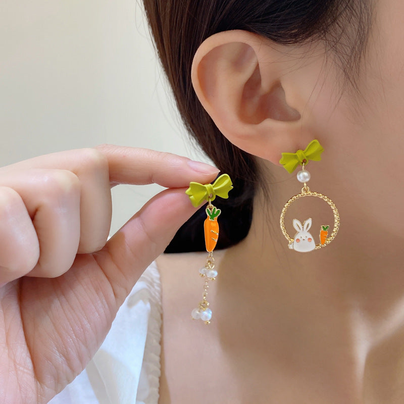 Luninana Clip-on Earrings - Easter Bunny with Carrot Earrings YBY044