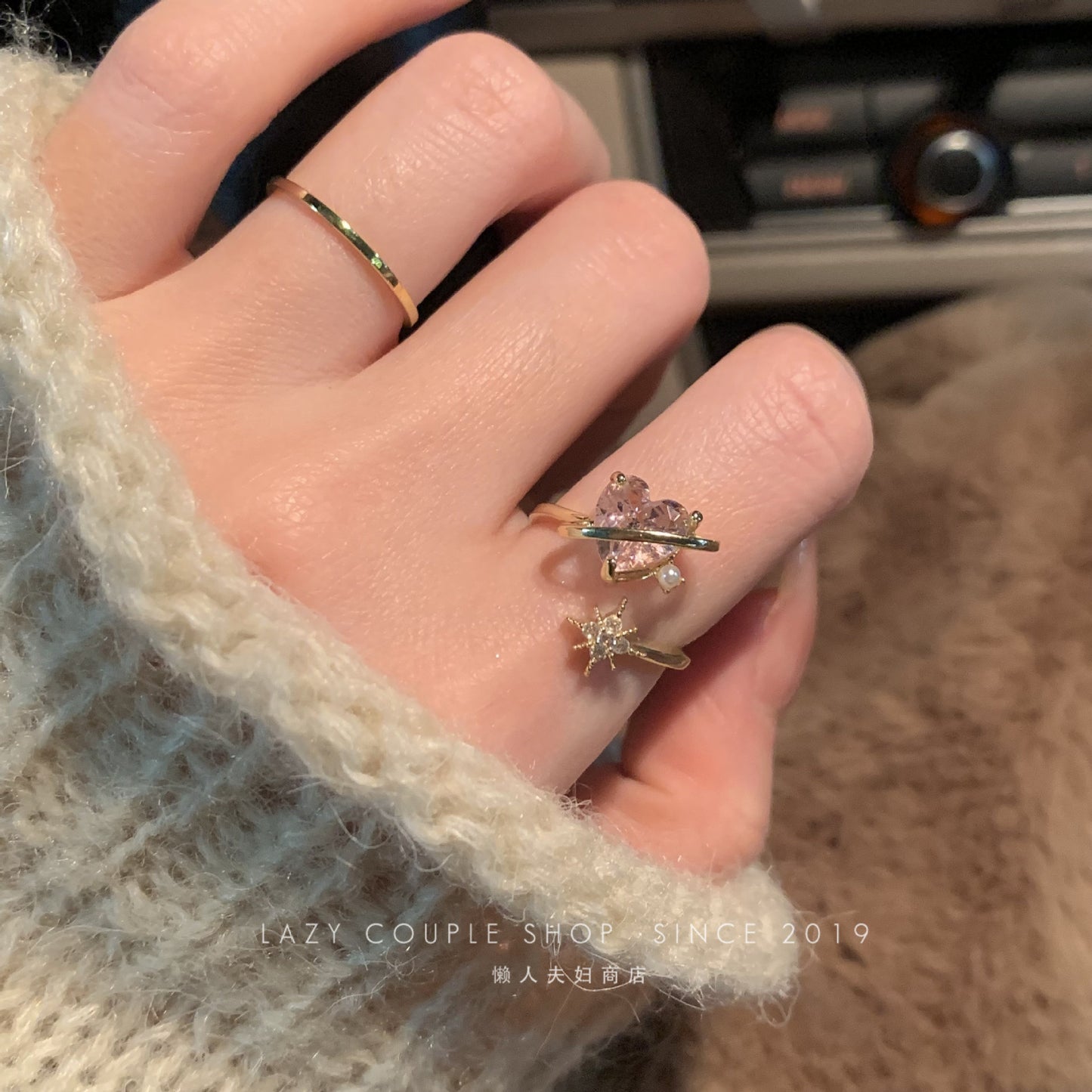 Luninana Ring - Dreamy Pink Heart Ring JZ0127