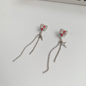 Luninana Earrings -  Red Diamond Heart Earrings YBY039