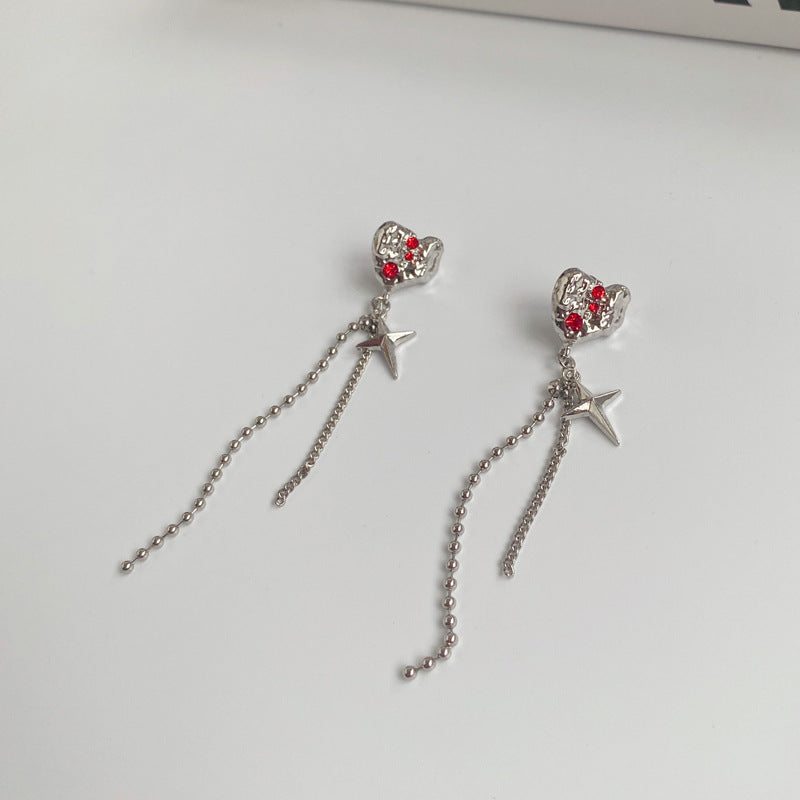 Luninana Earrings -  Red Diamond Heart Earrings YBY039