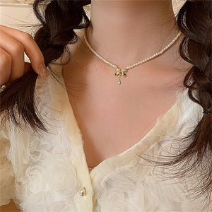 Luninana Necklace - Bow Tie Pearl Necklace YX030