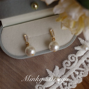 Luninana Earrings - Diamond-set pearl earrings YX005