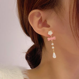 Luninana Earrings - Classic White Flower with Pearl Earrings YBY092