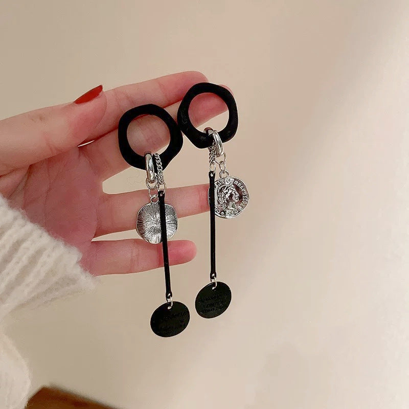 Luninana Earrings - Vintage Style Black Silver Coins Earrings YX019