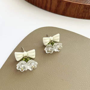 Luninana Earrings - Double White Bluebell Flowers Earrings YBY059