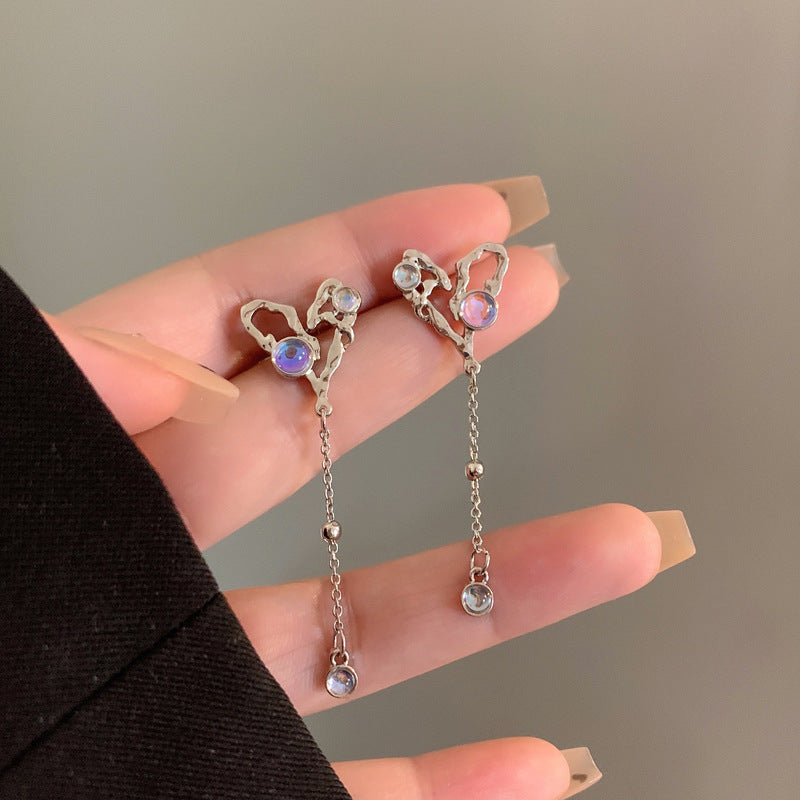 Luninana Earrings - Silver Heart With Stone YBY074
