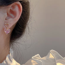 Load image into Gallery viewer, Luninana Earrings - French Styles Crystal Pink Heart Earrings YX012

