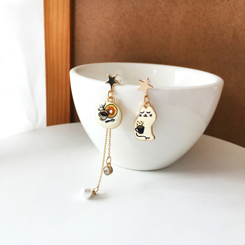 Luninana Earrings -  Lazy Coffee Cat Earrings YBY018