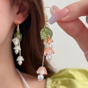 Luninana Earrings - Tassel Pink Bluebell Flowers Earrings YBY057