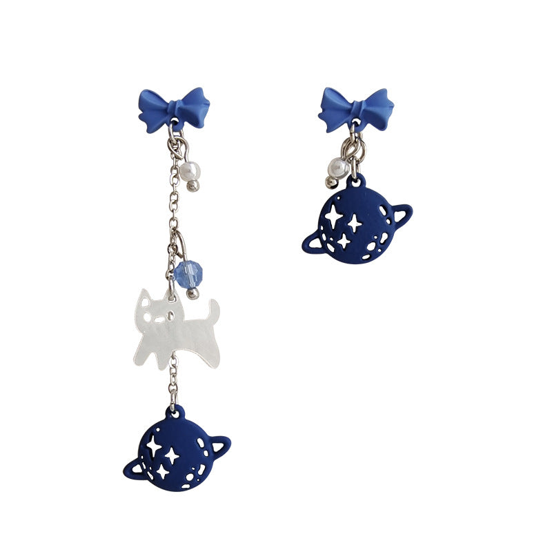 Luninana Earrings - Blue Space Kitten YBY065