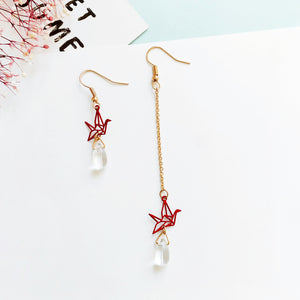 Luninana Earrings -  Raindrop Origami Crane Earrings YBY002