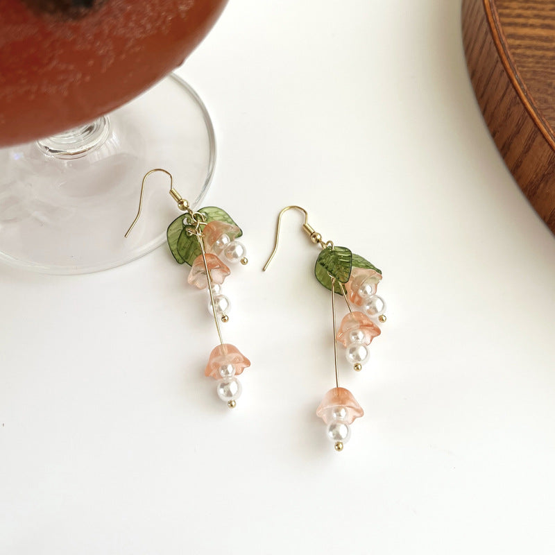 Luninana Earrings - Tassel Pink Bluebell Flowers Earrings YBY057