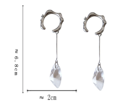 Luninana Clip-on Earrings - Mystical Crystal Long Earrings YBY017