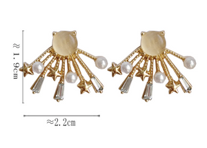 Luninana Earrings -  Shooting Stars with Pearl Earrings YBY032