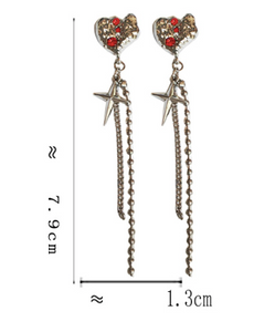 Luninana Earrings -  Red Diamond Heart Earrings YBY039