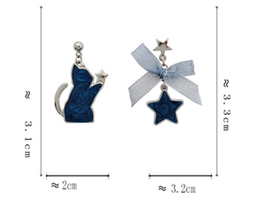 Luninana Earrings -  Marble Blue Cat Earrings YBY041