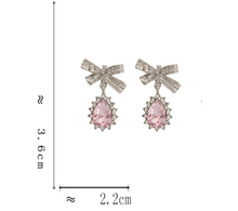 Load image into Gallery viewer, Luninana Earrings -  Pink Crystal with Ribbon Earrings YBY043

