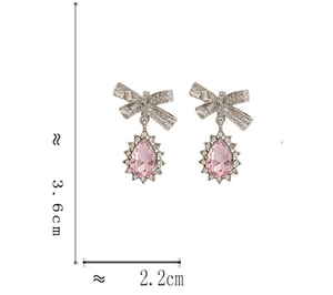 Luninana Earrings -  Pink Crystal with Ribbon Earrings YBY043