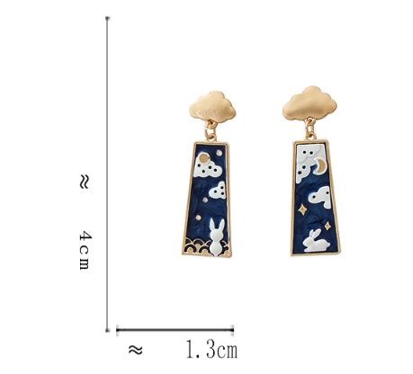 Luninana Earrings - Star Gazing Bunny Rectangle Earrings YBY054