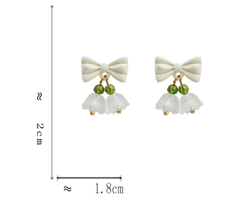 Luninana Earrings - Double White Bluebell Flowers Earrings YBY059