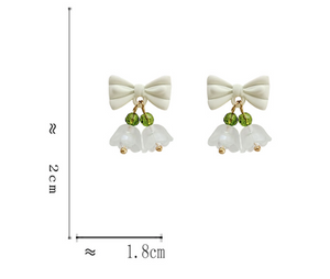 Luninana Earrings - Double White Bluebell Flowers Earrings YBY059