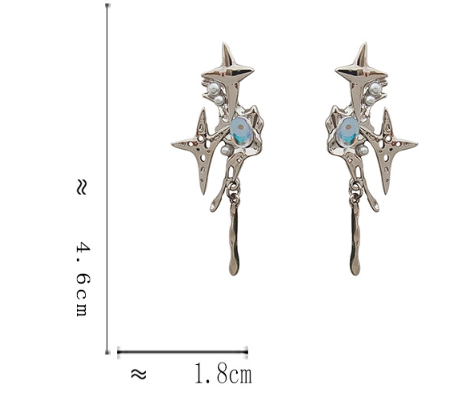 Luninana Earrings - Metal Stars with Gem Earrings YBY083