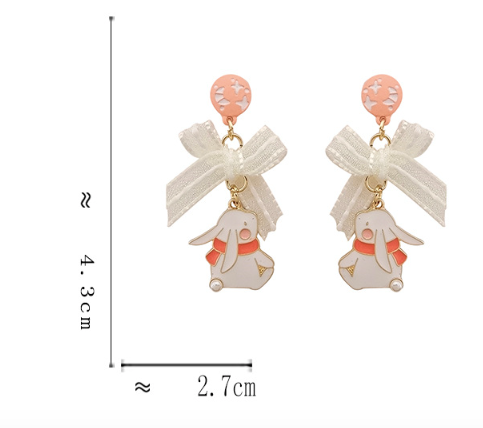 Luninana Clip-on Earrings - White Bunny With Scarf Earrings YBY091