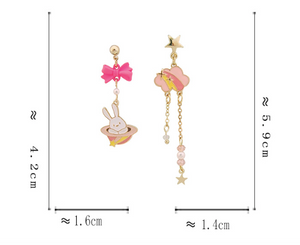 Luninana Earrings - Pink Magic Hat Bunny YBY070