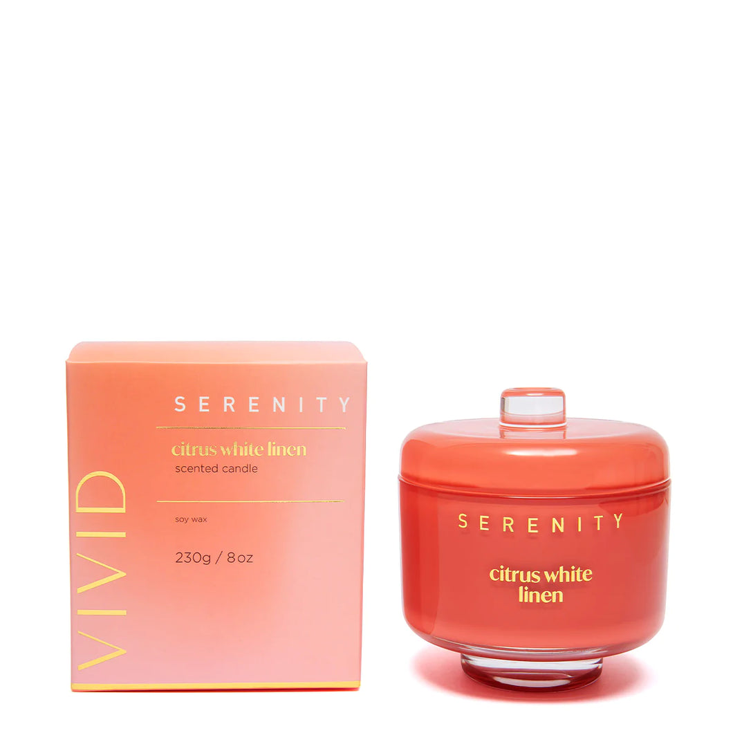 SERENITY VIVID  - Citrus White Linen Candle 230g