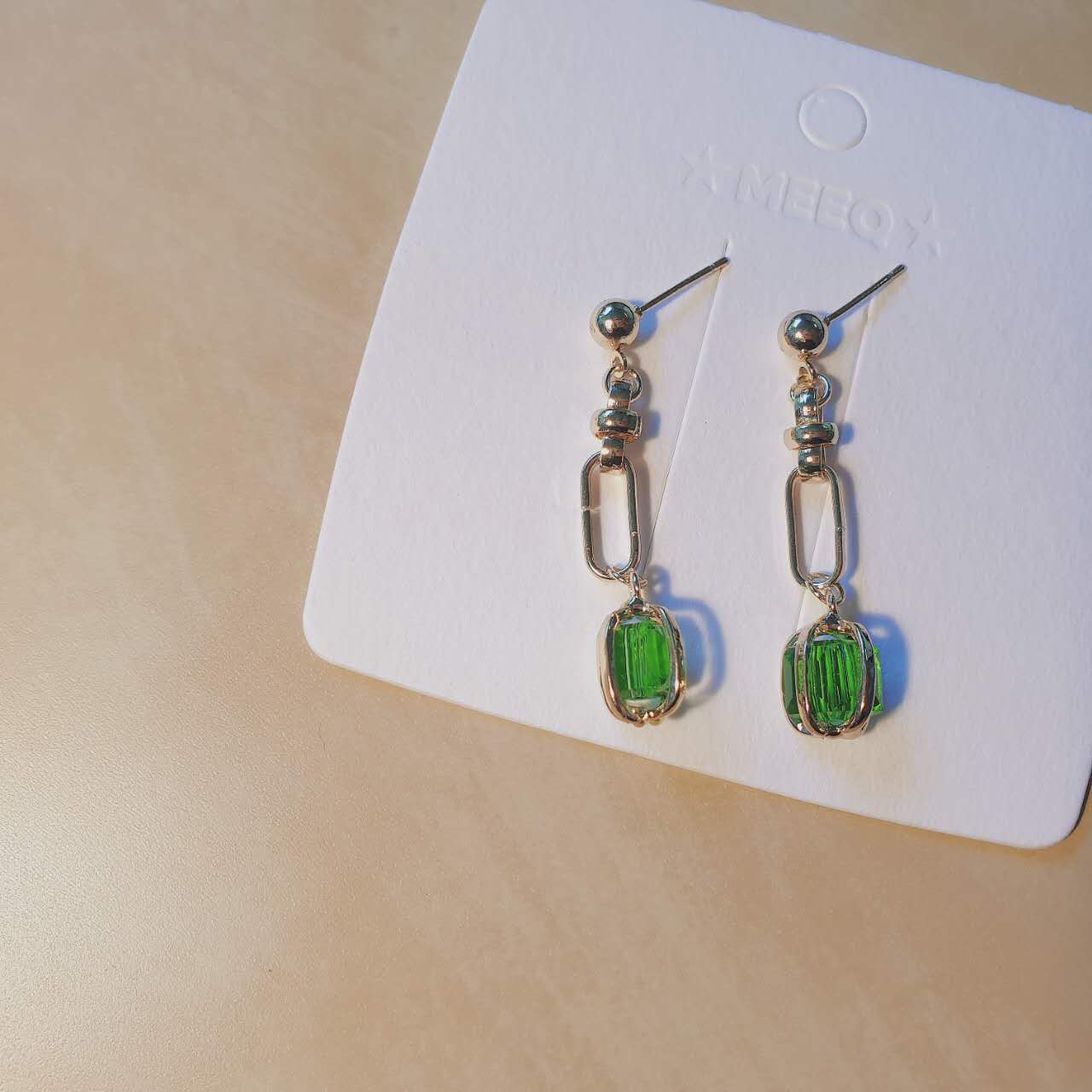 Luninana Earrings - Golden Green Crystal Earrings YX018