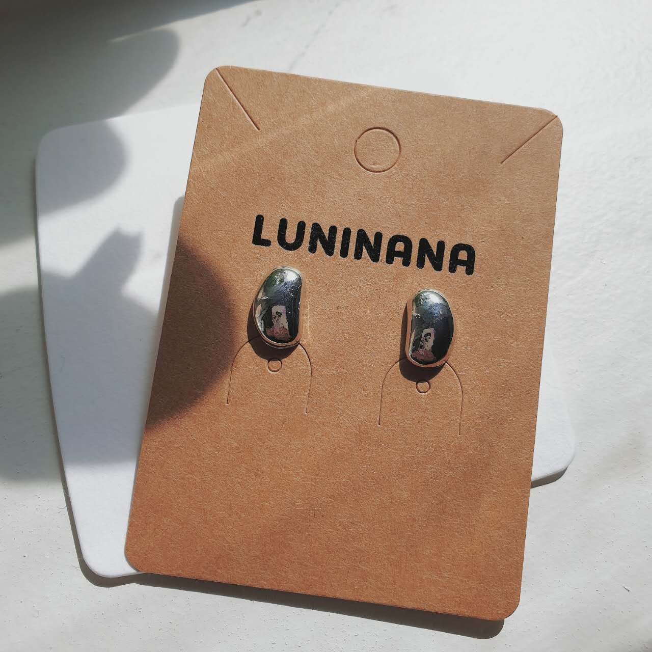 Luninana Earrings - Silver Bean Stone Earrings XX032