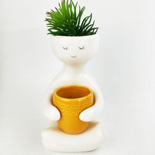 Load image into Gallery viewer, Urban Products Person Holding a Pot Planter Mustard 20cm
