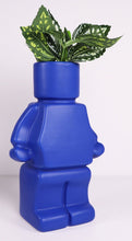 Load image into Gallery viewer, Urban products Block Man Planter Blue 22cm
