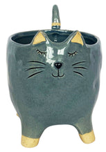 Load image into Gallery viewer, Urban products Cat Planter Blue Med 14cm
