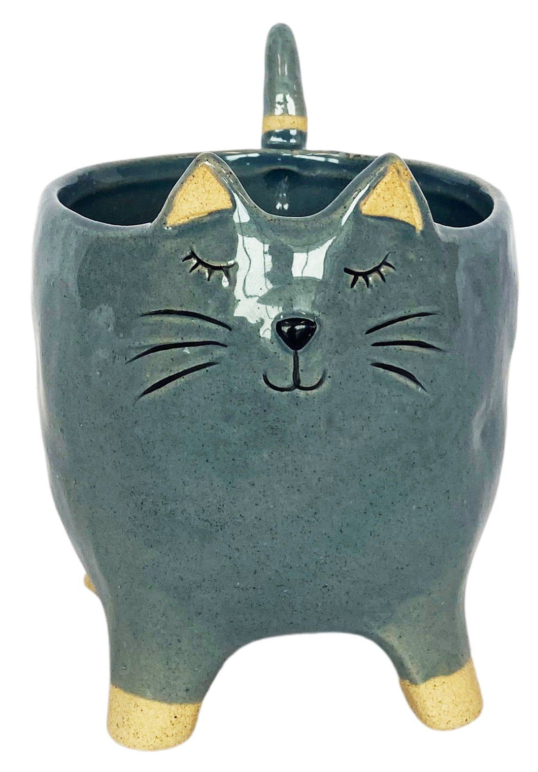 Urban products Cat Planter Blue Med 14cm